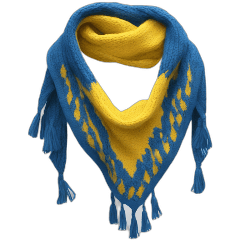 a scout-style scarf in blue, yellow and white, with blue predominating emoji