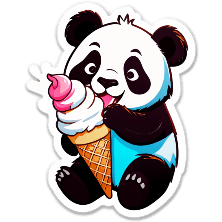 Panda eating ice cream emoji