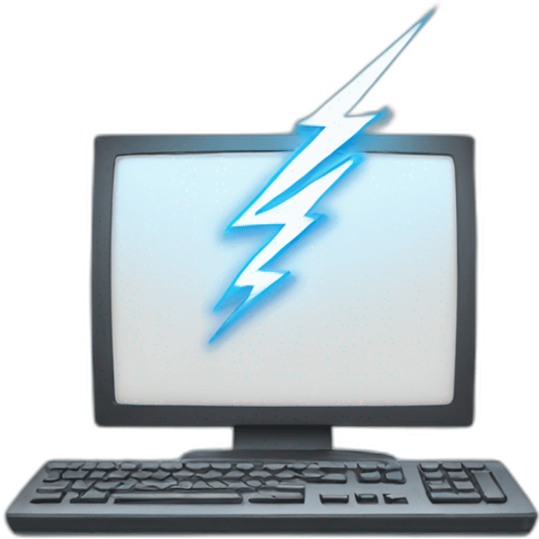 Computer with lightning emoji