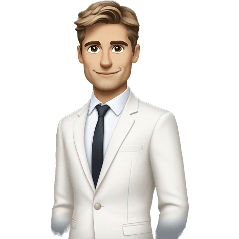 One simple, cute, emoji of Antoni Porowski in a white suit and tie emoji