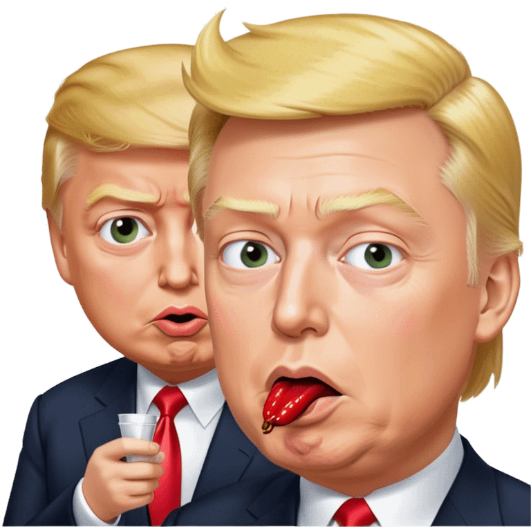 Trump tasting elon Musk emoji