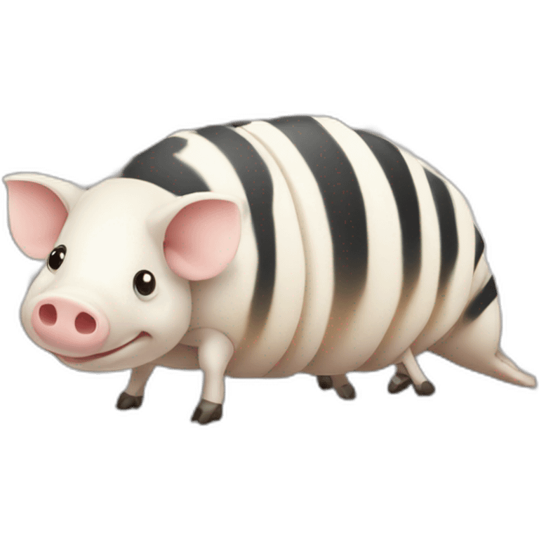 White pig armadillo cow centipede insect with black spots emoji