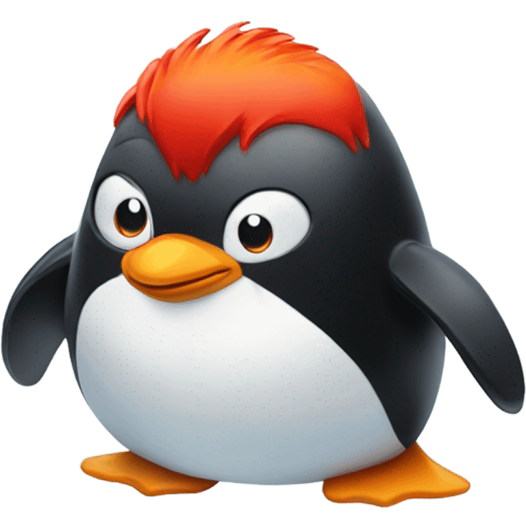 Penguin with red hair fishing  emoji