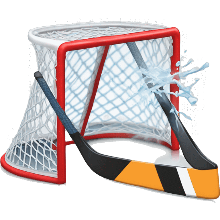 a hockey puck being shot into a hockey net emoji