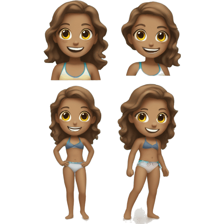 smiling girl with brown hair at the beach emoji