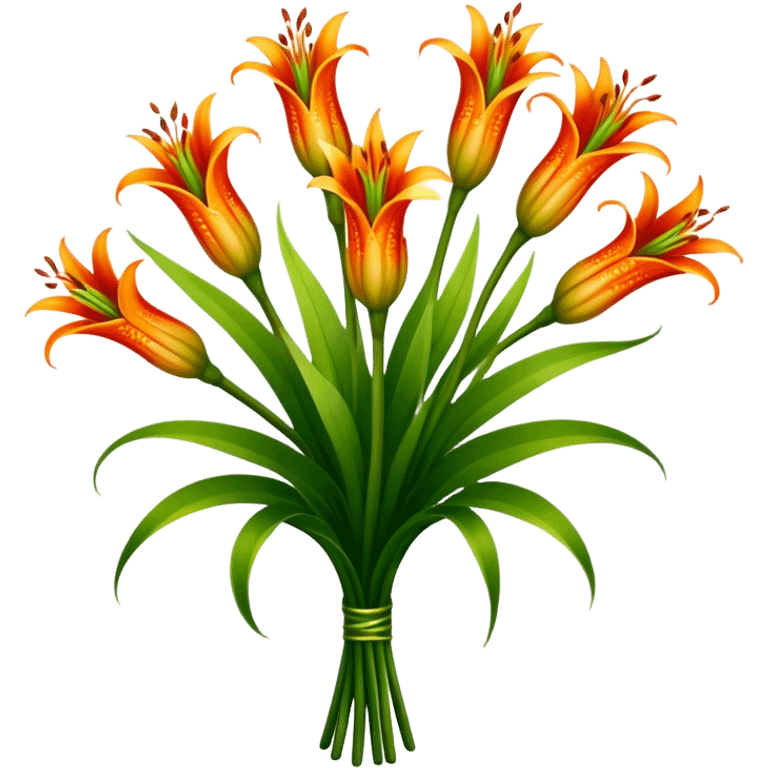 big bouquet Torch Lily, luxuriant, stem, leaf emoji