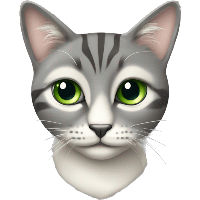 Chat rayer gris et crème avec les yeux vert et le yeux entouré d’une tache crème Chat rayer gris et crème avec les yeux vert et le yeux entouré d’une tache crème emoji