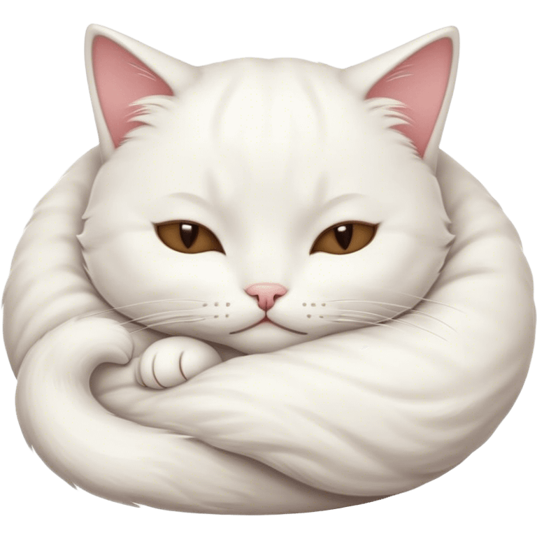 Cute cat cudded up sleeping emoji