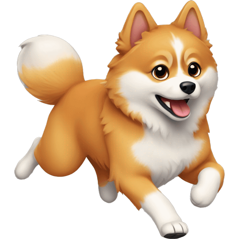 Orange Pomsky running emoji