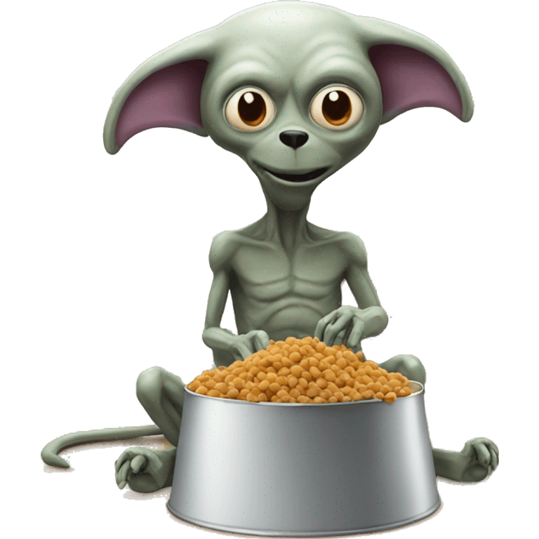 Alien eating dog food emoji