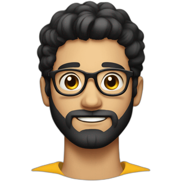 fair skinned  guy with black spectacles and a neat black  hairstyle with beard emoji