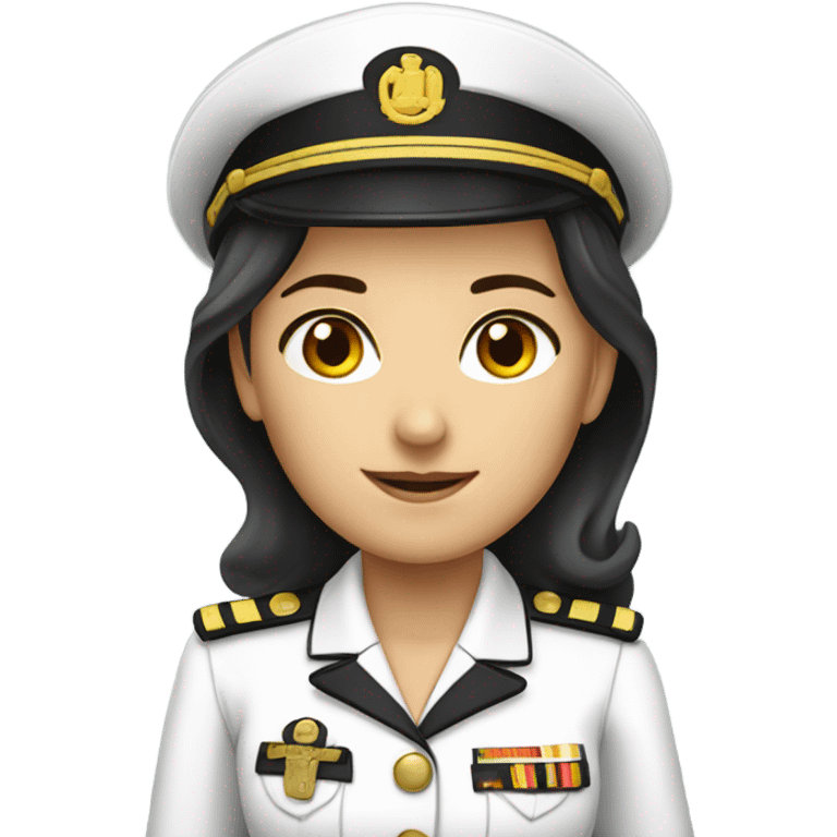 German Ship Captain Woman white Uniform dark hair emoji