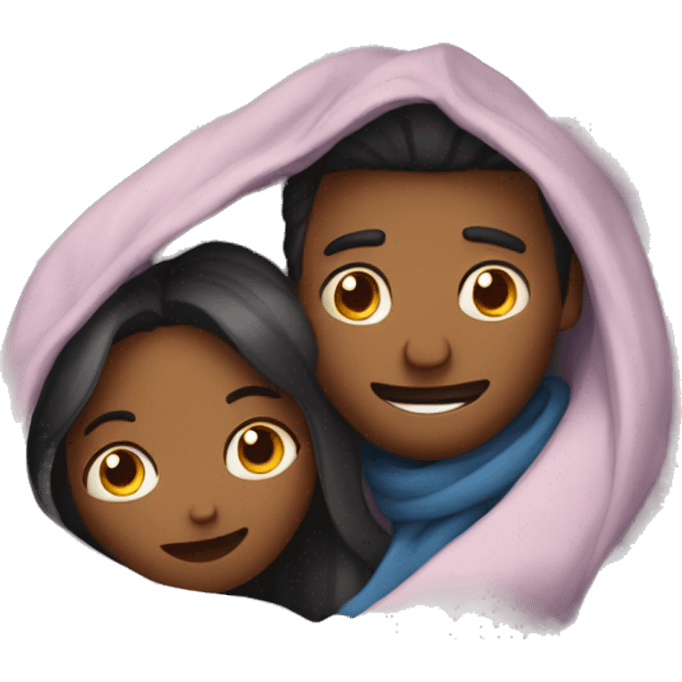 Couple hugging under the blanket on the couch emoji