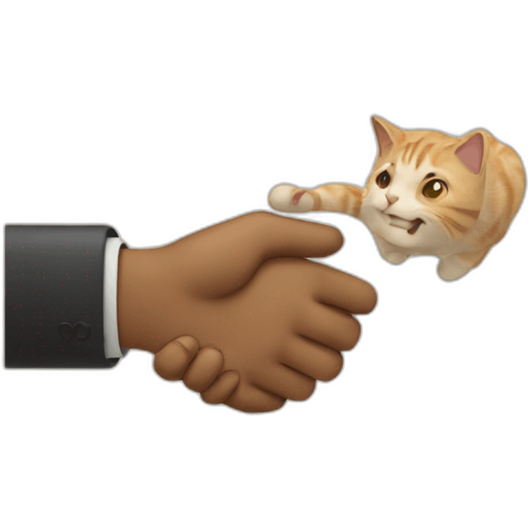 Cat hand shake with human hand emoji