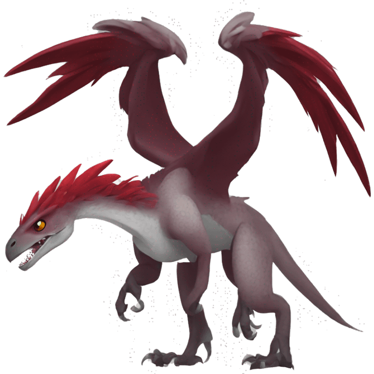 Cool edgy Maroon-colored raptor with red mane emoji