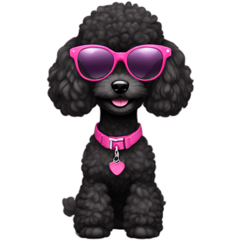 black toy poodle with pink sunglasses emoji