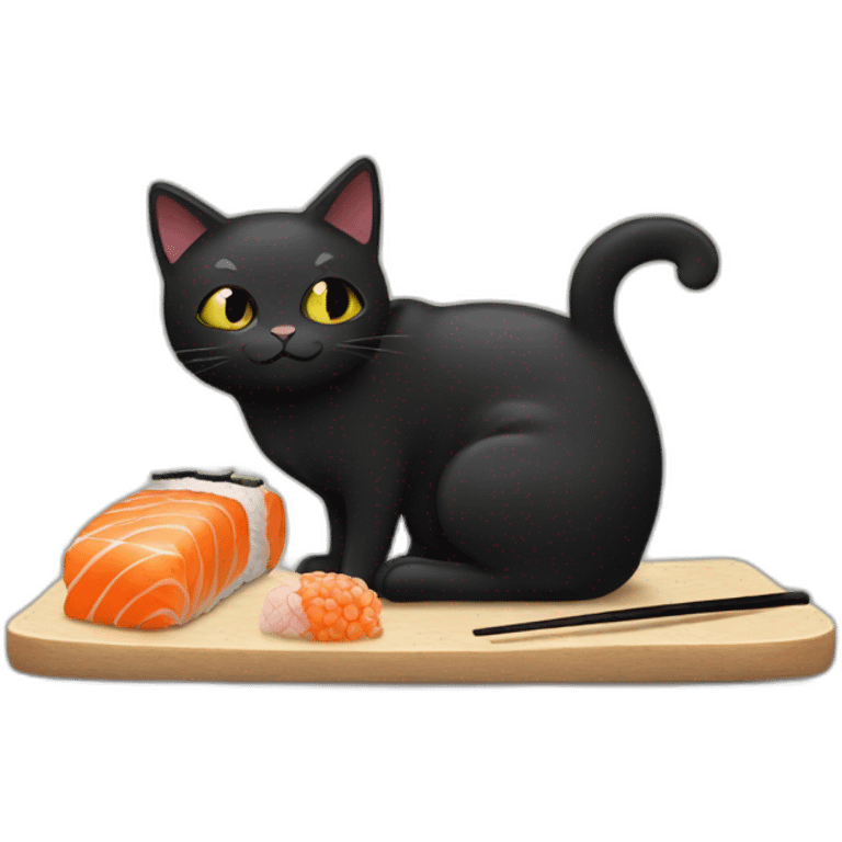 Black cat and sushi emoji