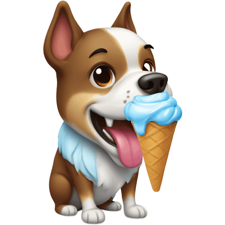 Perro tomando helado emoji