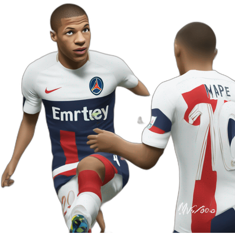 Vue sur Mbappe dans son dos écrit Mbappe 10 emoji