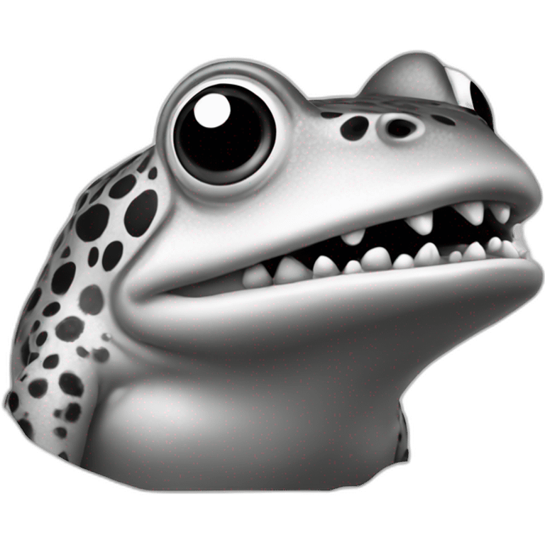 a frog with a massive jaw, black and white, view from the side emoji