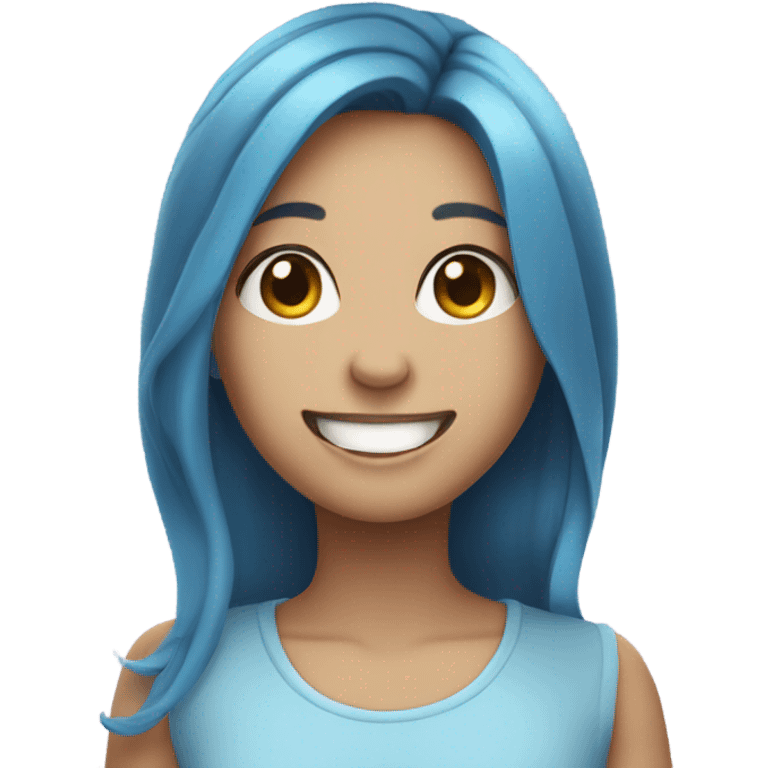 smiling girl in blue sky emoji