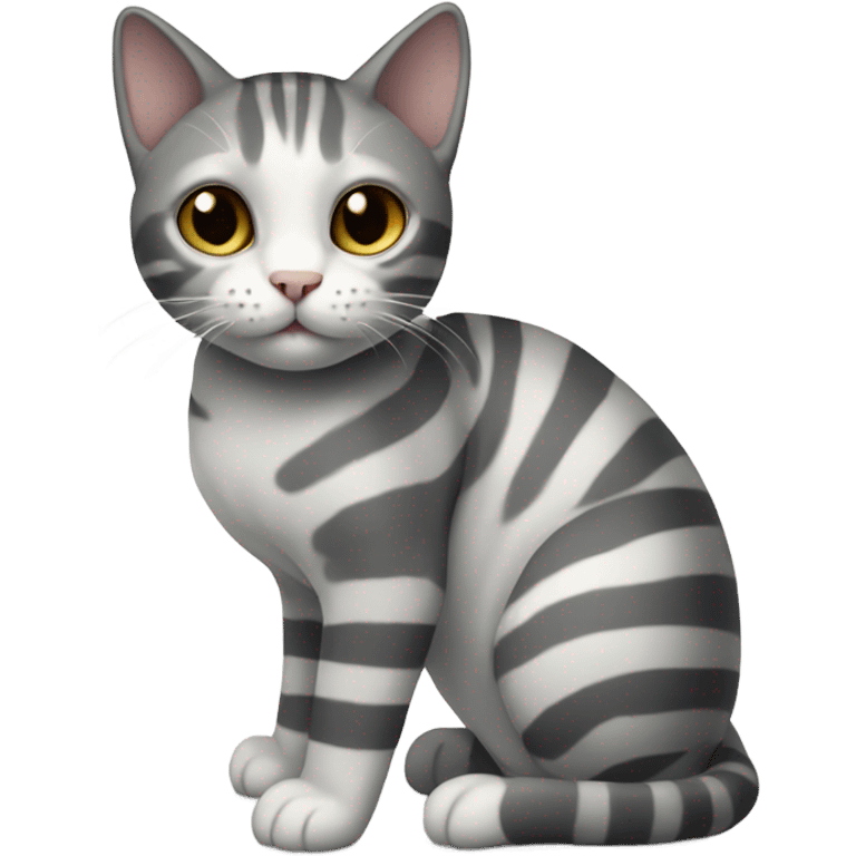 Cat with white belly and grey stripes  emoji