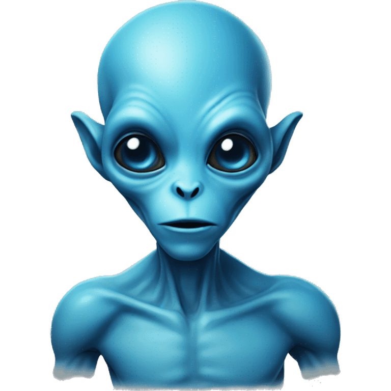 blue alien. the alien has a heart-shaped face. emoji