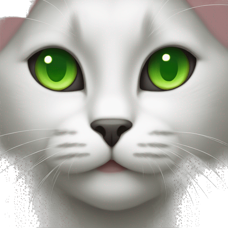 a black cat with green eyes, white paws and a white belly emoji