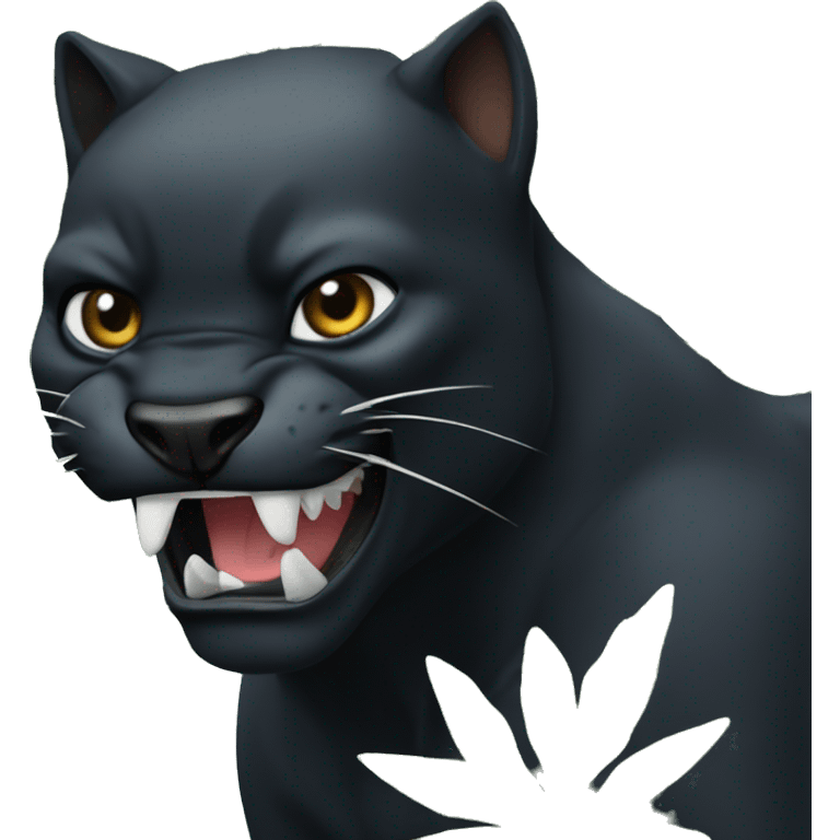 black pantera animal with a sharp tooth behind a bush emoji