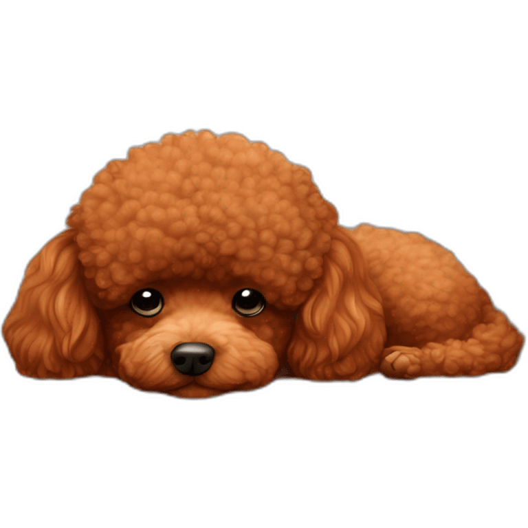 red toy poodle peacefully sleeping in the couch emoji