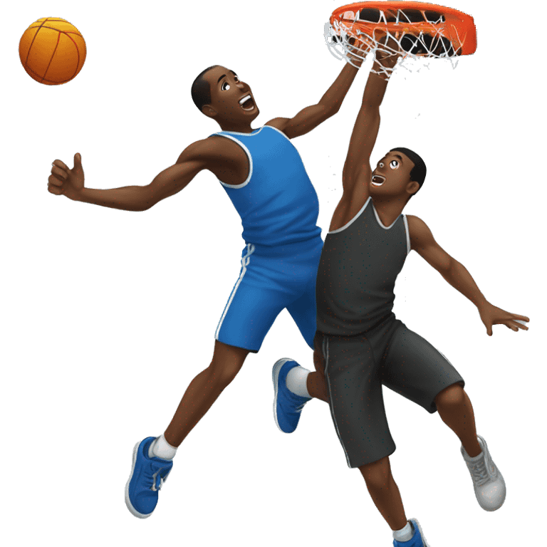 Black male getting dunked on by another black male emoji