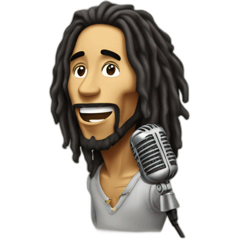 Bob Marley singing in mic emoji