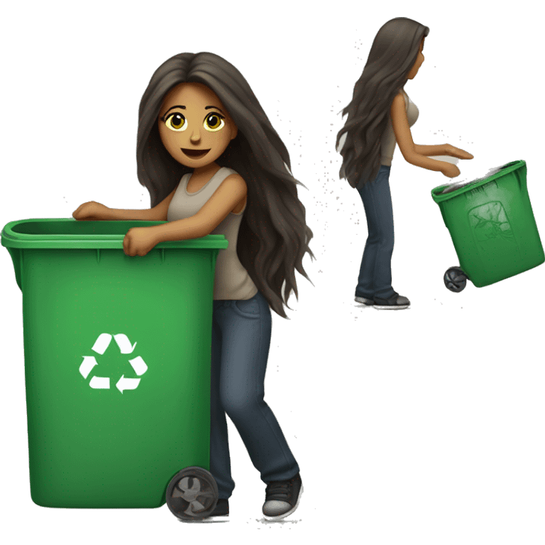 Beautiful long haired woman taking out the trash emoji