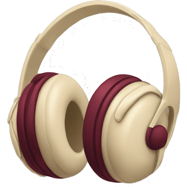 beige headphones with burgundy bow emoji