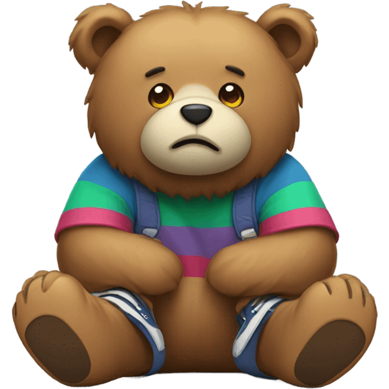 Sad bear wearing shoes emoji