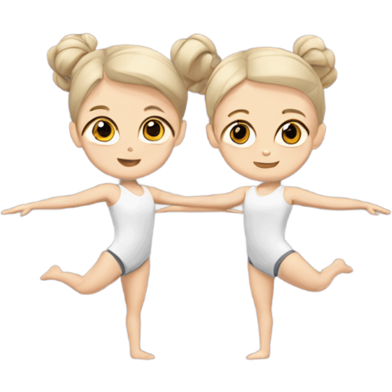 two little white girls doing gymnastics  emoji