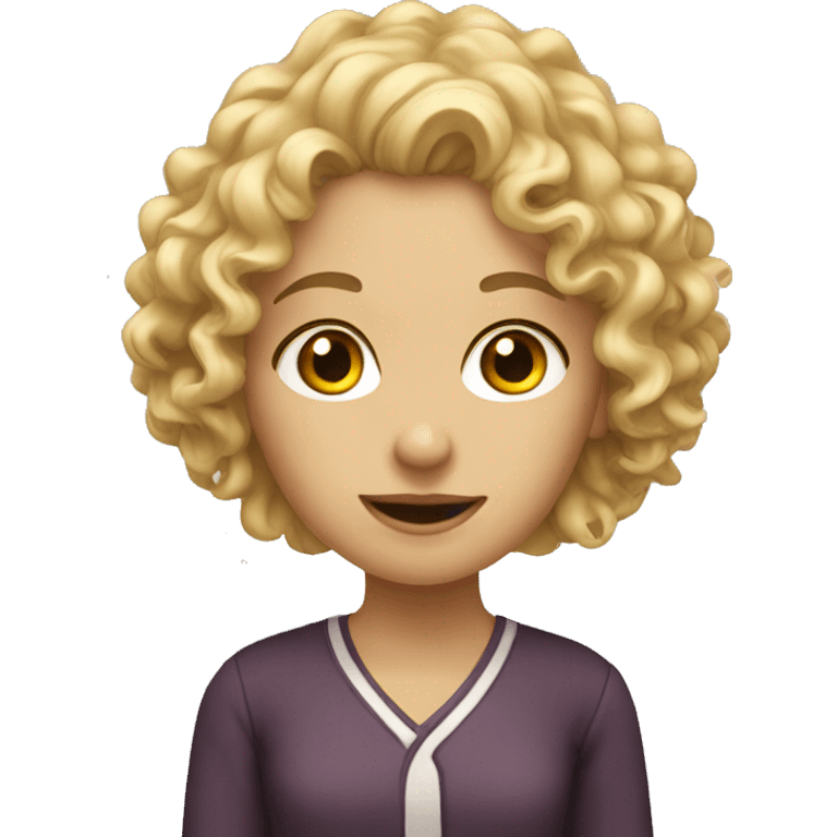 Curly blonde study girl emoji