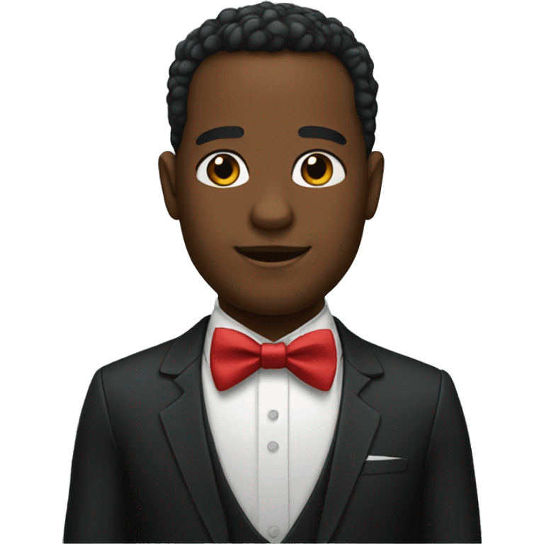 A black man with  bowtie emoji