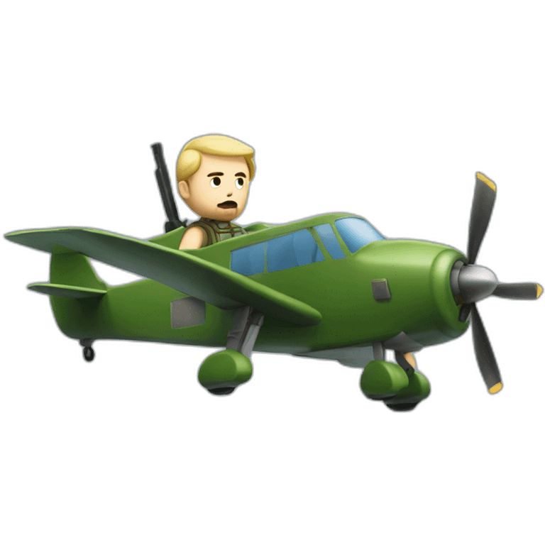 white man with small beard flying plane playing airsoft emoji