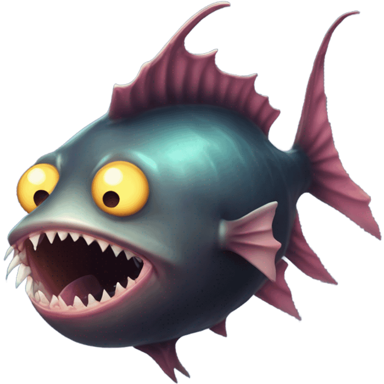 Anglerfish with glowing lure, sharp teeth, and big eyes. emoji