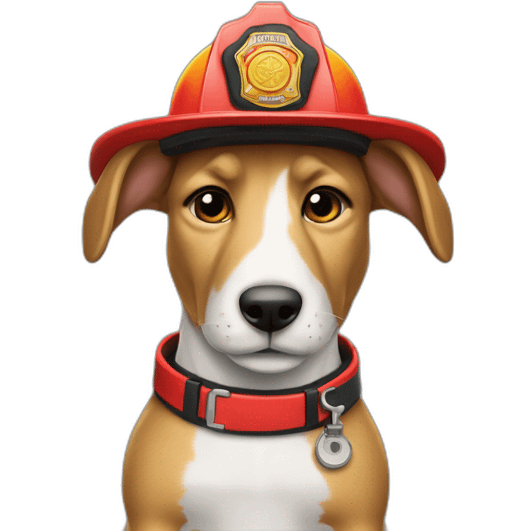 a jackrabbit terrier dog who works as a firefighter and wears a bulletproof vest emoji