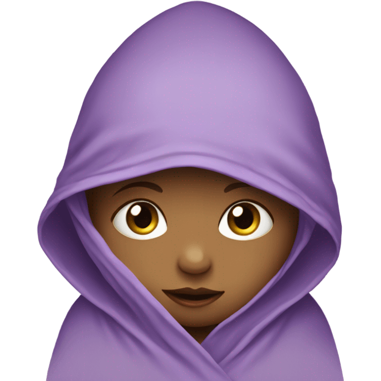 Baby girl in purple hooded swaddle emoji