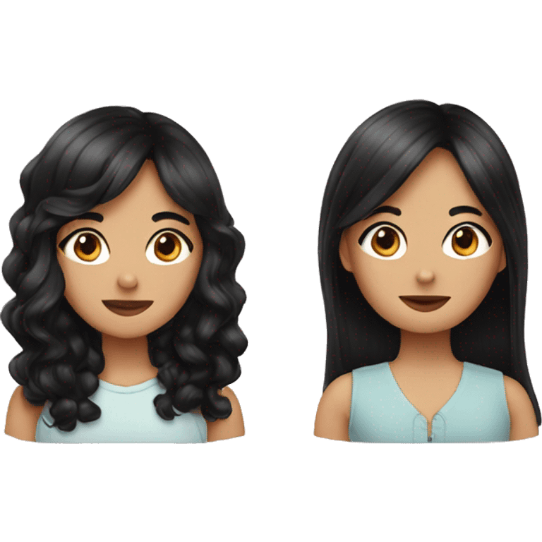 two friends with black hair emoji