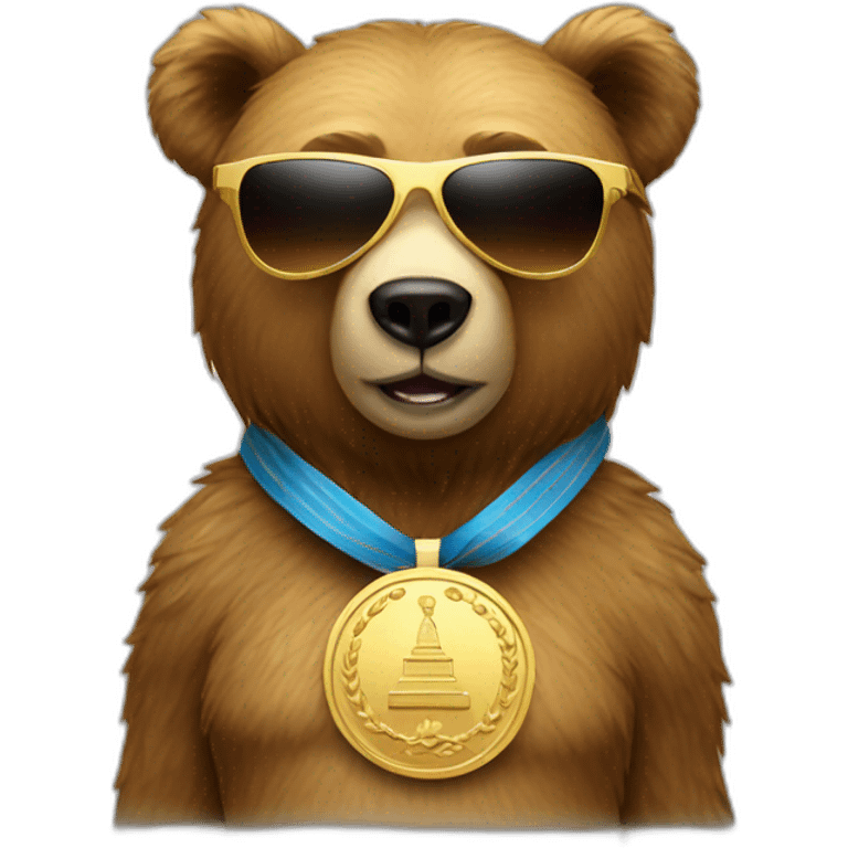 bear in sunglasses with gold medal emoji