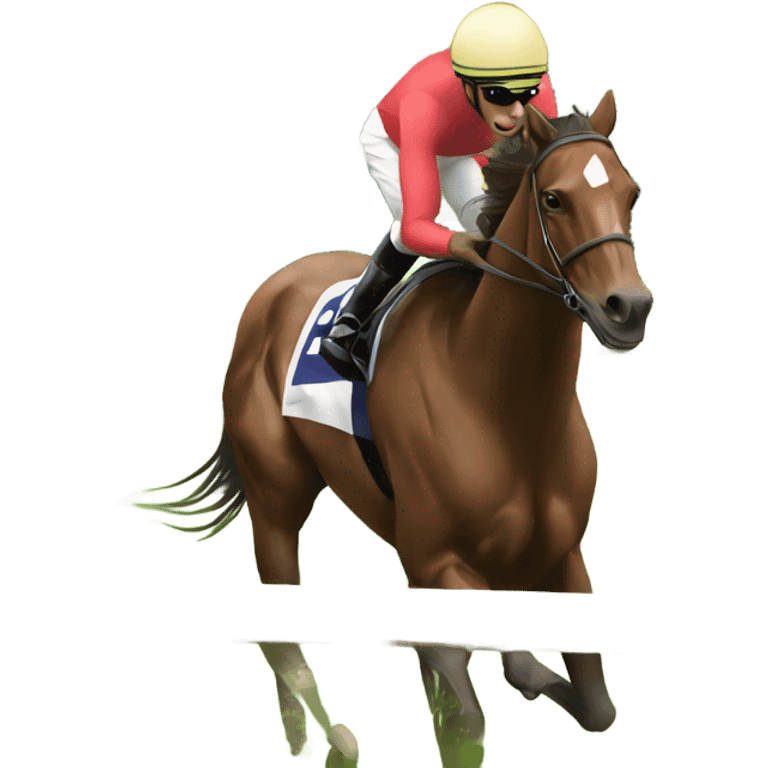 Horse racing in New Jersey eating grass emoji