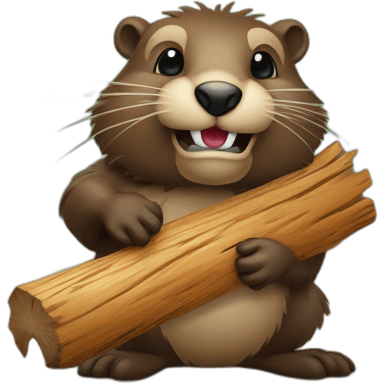 a beaver with a piece of wood in its mouth emoji