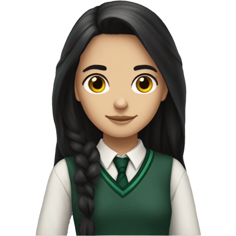 slytherin-student-girl-long dark hair-brown eyes emoji