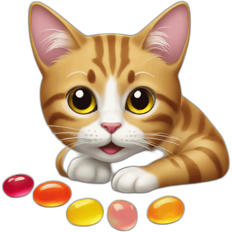 Cat eating jelly beans emoji