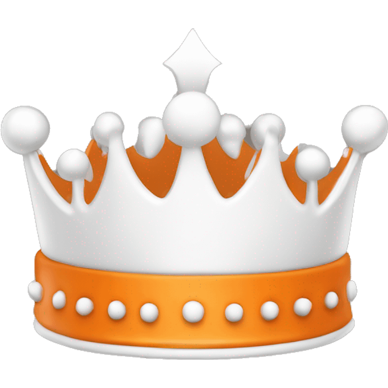 A crown, orange on the upside and white on the downside, add text seeker alliance  emoji