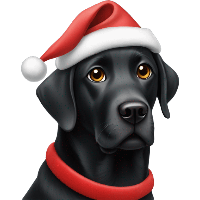 black labrador with a santa hat emoji